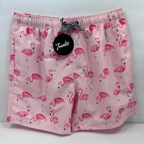 FRANKS LARGE “TAMPA PINK” SWIMMING TRUNKS,WITH MESH SUPPORT, FLAMINGO PRINTS - Picture 5 of 16
